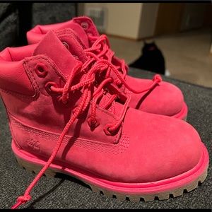 Hot pink Timberlands